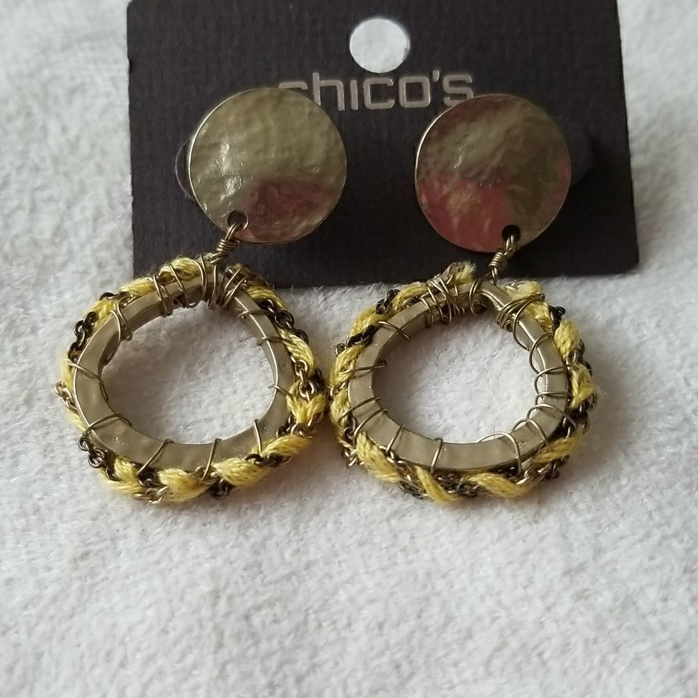Chico's stud dangle earrings gold and yellow